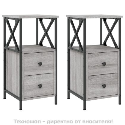 Нощни шкафчета 2 бр сив сонома 34x35,5x70 см инженерно дърво