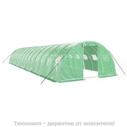 Оранжерия със стоманена рамка зелена 56 м² 14x4x2 м