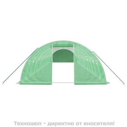 Оранжерия със стоманена рамка зелена 56 м² 14x4x2 м