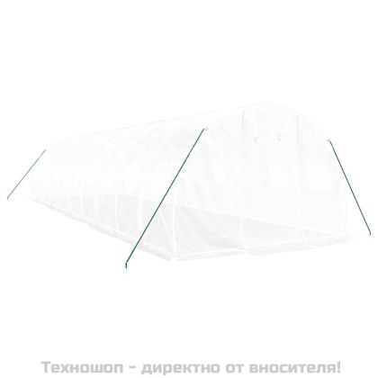 Оранжерия със стоманена рамка бяла 30 м² 10x3x2 м