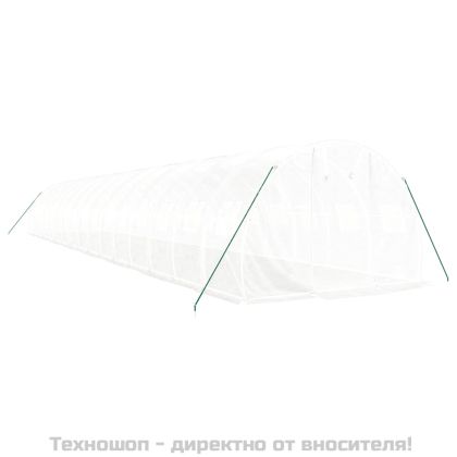 Оранжерия със стоманена рамка бяла 48 м² 16x3x2 м