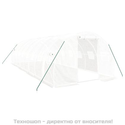 Оранжерия със стоманена рамка бяла 24 м² 8x3x2 м