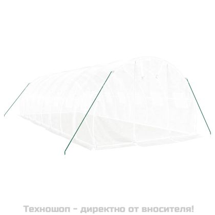 Оранжерия със стоманена рамка бяла 24 м² 8x3x2 м
