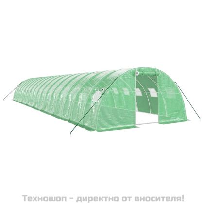 Оранжерия със стоманена рамка зелена 64 м² 16x4x2 м