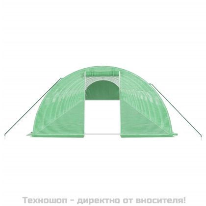 Оранжерия със стоманена рамка зелена 64 м² 16x4x2 м