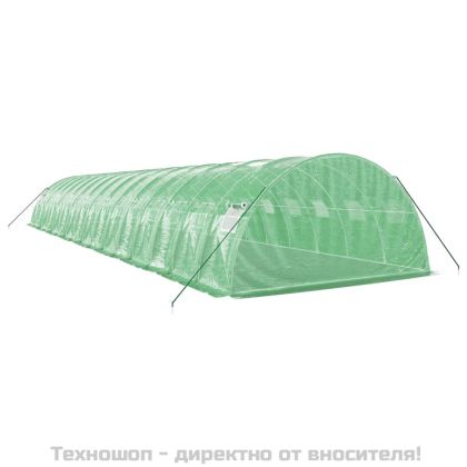 Оранжерия със стоманена рамка зелена 64 м² 16x4x2 м