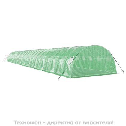 Оранжерия със стоманена рамка зелена 96 м² 24x4x2 м