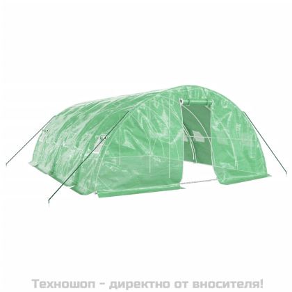 Оранжерия със стоманена рамка зелена 30 м² 6x5x2,3 м