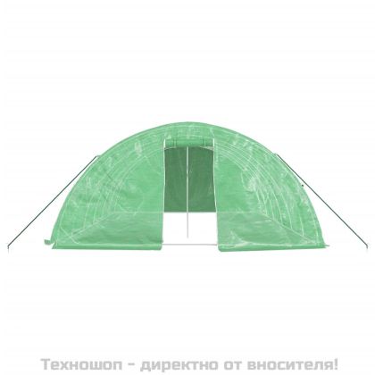 Оранжерия със стоманена рамка зелена 30 м² 6x5x2,3 м