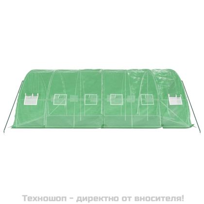 Оранжерия със стоманена рамка зелена 30 м² 6x5x2,3 м