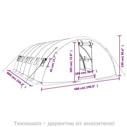 Оранжерия със стоманена рамка зелена 30 м² 6x5x2,3 м