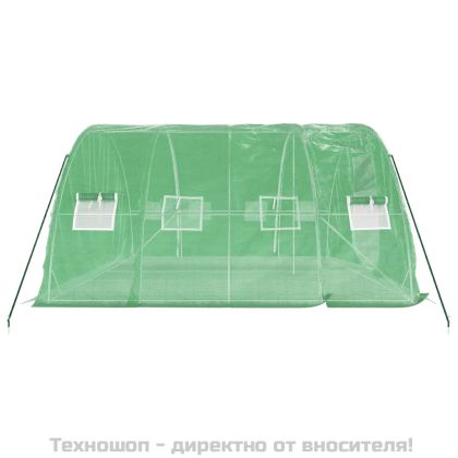 Оранжерия със стоманена рамка зелена 20 м² 5x4x2,3 м