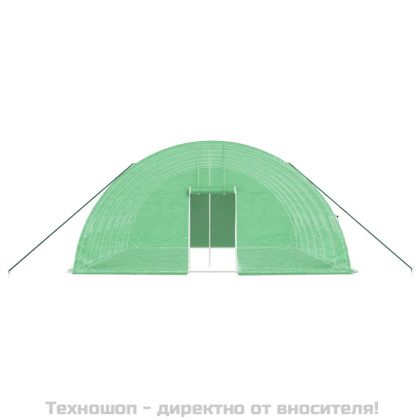 Оранжерия със стоманена рамка зелена 36 м² 6x6x2,85 м