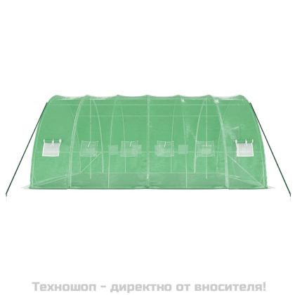 Оранжерия със стоманена рамка зелена 36 м² 6x6x2,85 м