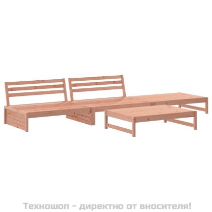 Градински комплект с възглавници, 4 части, дугласко дърво масив