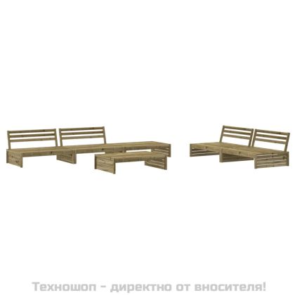 Градински лаундж комплект 6 части с възглавници импрегниран бор
