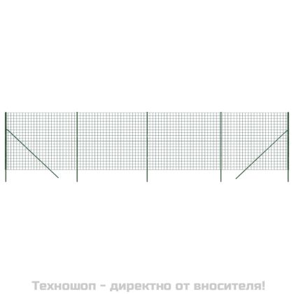 Ограда от телена мрежа зелена 1,4x10 м поцинкована стомана