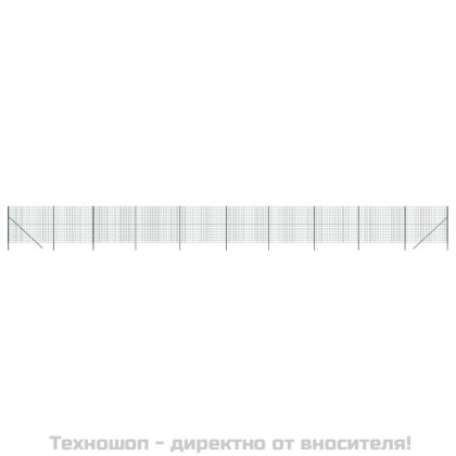 Ограда от телена мрежа зелена 2,2x25 м поцинкована стомана