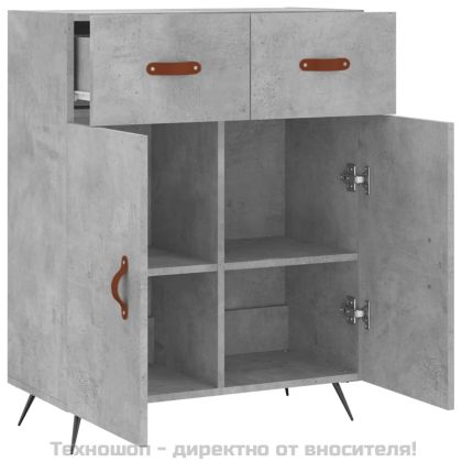 Сайдборд, бетонно сив, 69,5x34x90 см, инженерно дърво