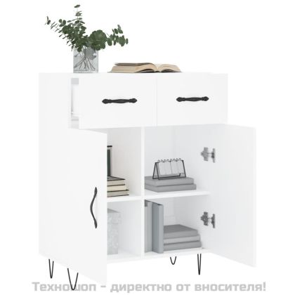 Сайдборд, бял, 69,5x34x90 см, инженерно дърво