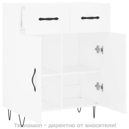 Сайдборд, бял, 69,5x34x90 см, инженерно дърво