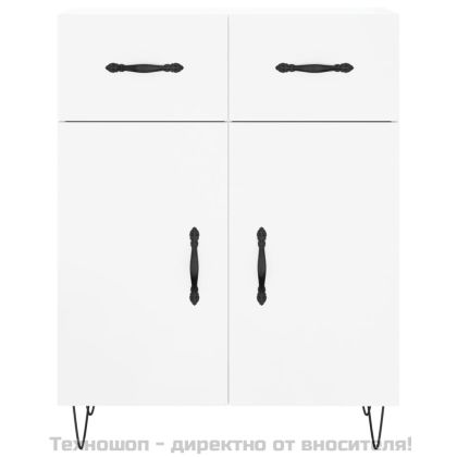 Сайдборд, бял гланц, 69,5x34x90 см, инженерно дърво