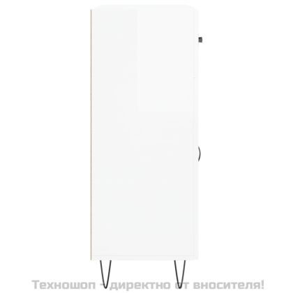 Сайдборд, бял гланц, 69,5x34x90 см, инженерно дърво