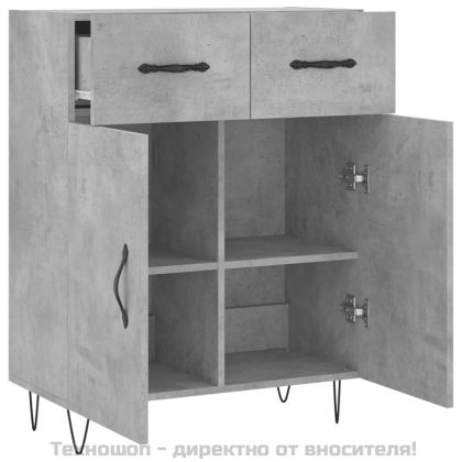 Сайдборд, бетонно сив, 69,5x34x90 см, инженерно дърво