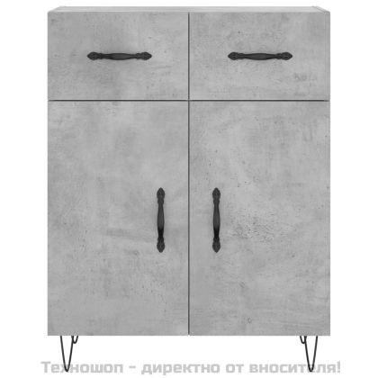Сайдборд, бетонно сив, 69,5x34x90 см, инженерно дърво