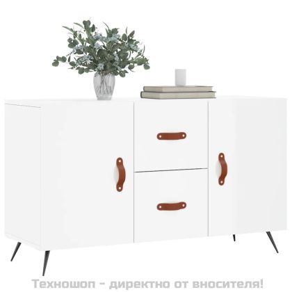 Сайдборд, бял гланц, 100x36x60 см, инженерно дърво