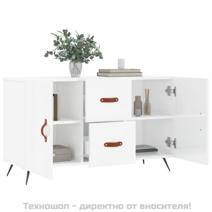 Сайдборд, бял гланц, 100x36x60 см, инженерно дърво