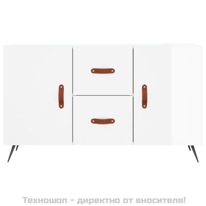 Сайдборд, бял гланц, 100x36x60 см, инженерно дърво