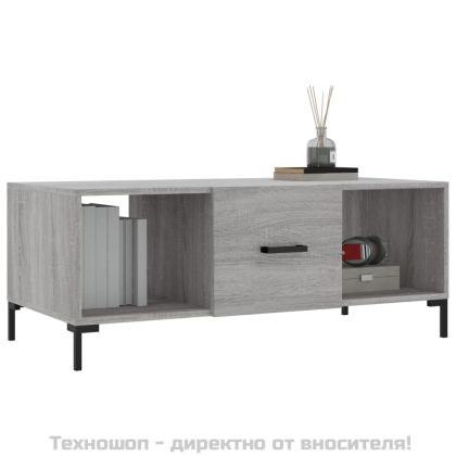 Кафе маса, сив сонома, 102x50x40 см, инженерно дърво