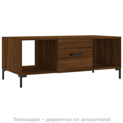 Кафе маса, кафяв дъб, 102x50x40 см, инженерно дърво