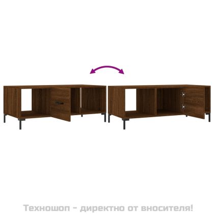 Кафе маса, кафяв дъб, 102x50x40 см, инженерно дърво