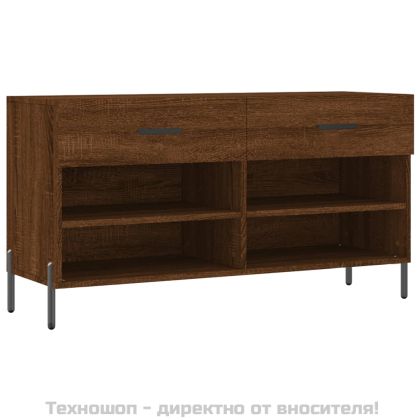Пейка за обувки, кафяв дъб, 102x35x55 см, инженерно дърво