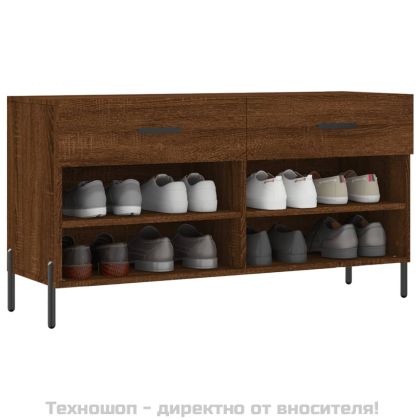 Пейка за обувки, кафяв дъб, 102x35x55 см, инженерно дърво