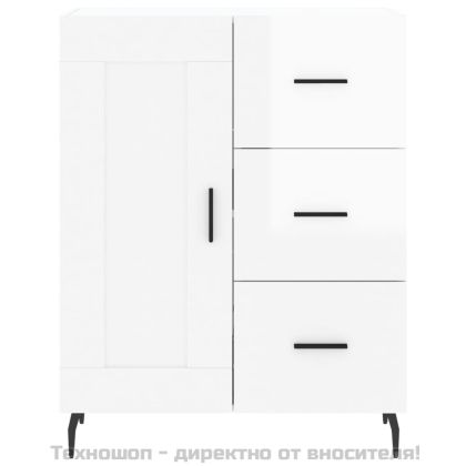 Сайдборд, бял гланц, 69,5x34x90 см, инженерно дърво