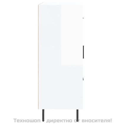 Сайдборд, бял гланц, 69,5x34x90 см, инженерно дърво
