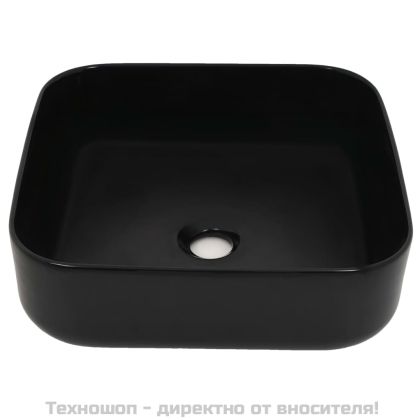 Керамична мивка, квадратна, черна, 38x38х13,5 см