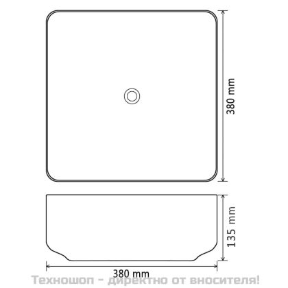 Керамична мивка, квадратна, черна, 38x38х13,5 см