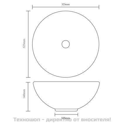 Мивка, 32,5 x14 см, керамична, златиста