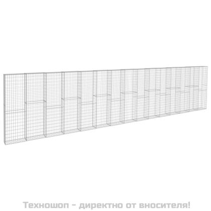 Габионна стена с капаци, поцинкована стомана, 900x50x200 см