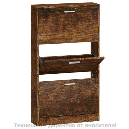 Шкаф за обувки, опушен дъб, 59x17x108 см, инженерно дърво