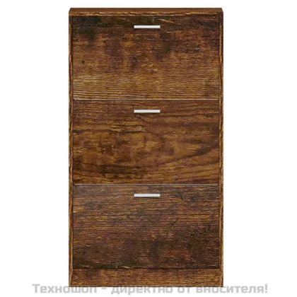 Шкаф за обувки, опушен дъб, 59x17x108 см, инженерно дърво