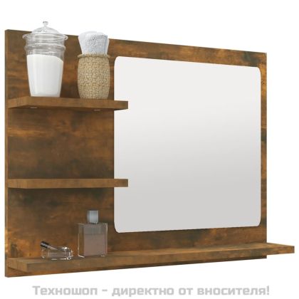 Огледало за баня, опушен дъб, 60x10,5x45 см, инженерно дърво