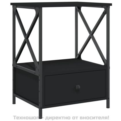 Нощни масички, 2 бр, черни, 50x41x65 см, инженерно дърво