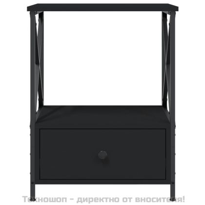Нощни масички, 2 бр, черни, 50x41x65 см, инженерно дърво