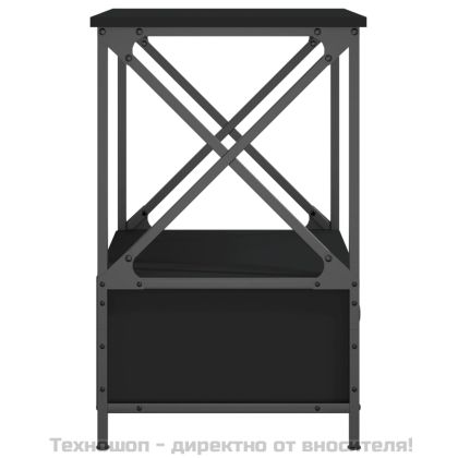 Нощни масички, 2 бр, черни, 50x41x65 см, инженерно дърво