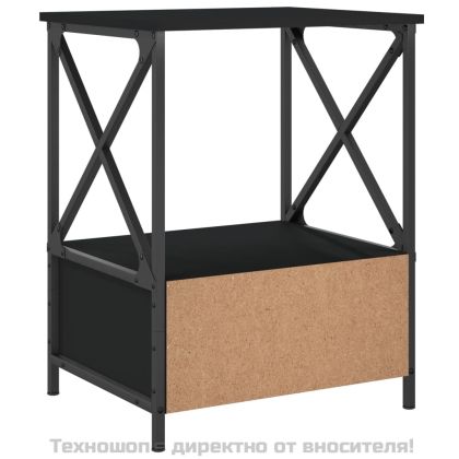 Нощни масички, 2 бр, черни, 50x41x65 см, инженерно дърво